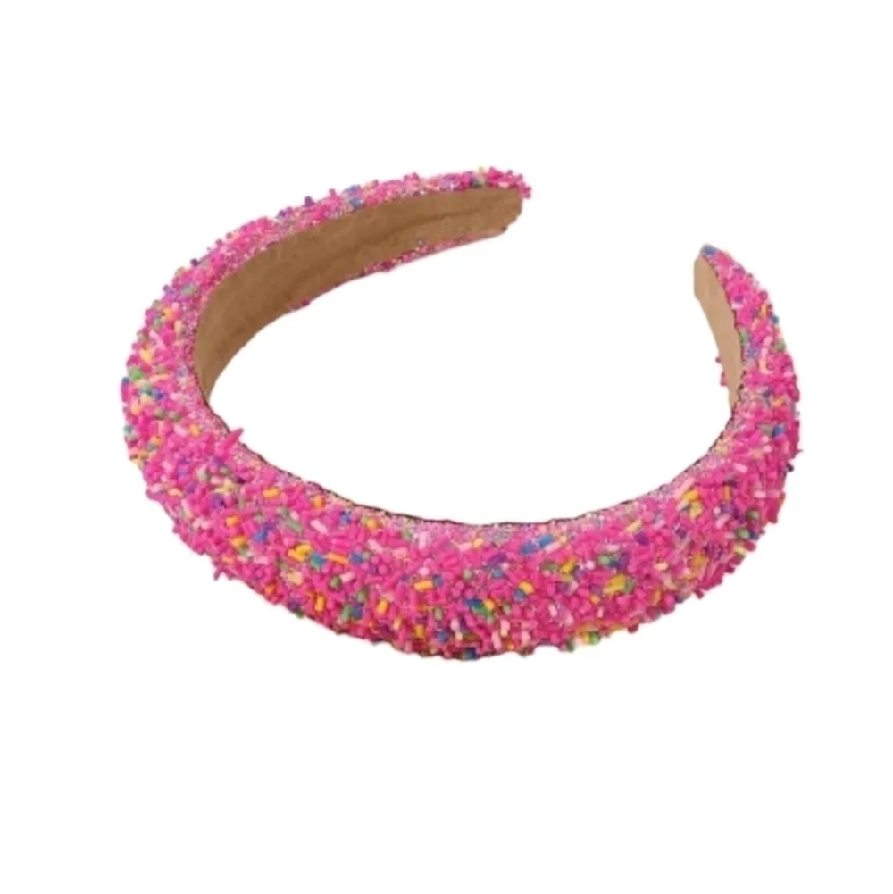 Sponge confetti wide pink multi color headband hair accessories